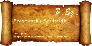 Presovszky Szilvió névjegykártya